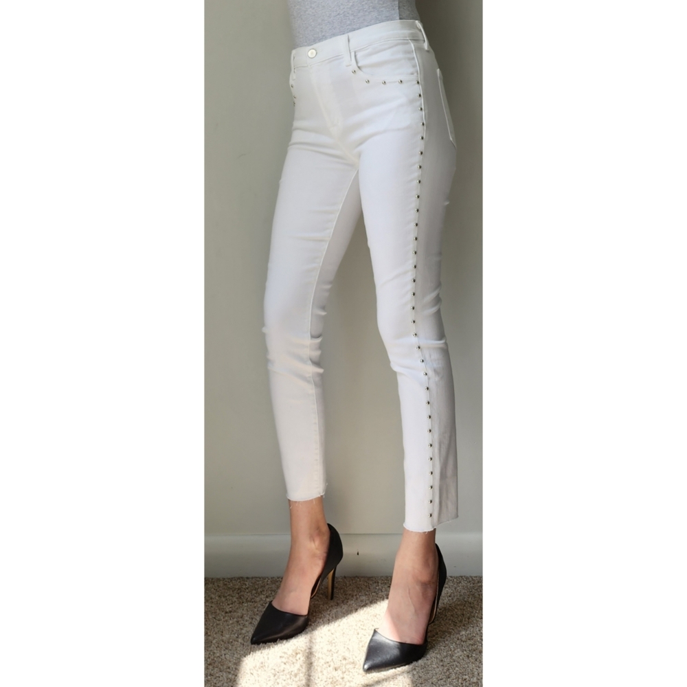 J Brand Alana Skinny Jeans in Studded White 28 High Rise
